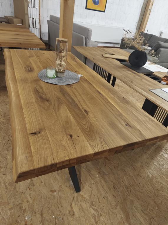Tisch, Esstisch, Massivholz Tisch, Wildeiche, Eiche180x 90cm 6cm dick  – Bild 1 von 3